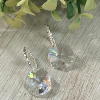 Aros plata argolla cristal Octagonal