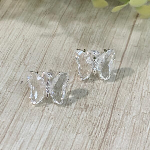 Aros plata mariposa cristal