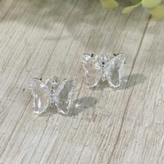 Aros plata mariposa cristal