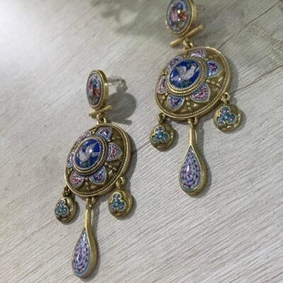 Aros esmaltados paloma largos