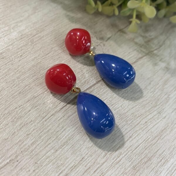 Aros bicolor rojo azul acrilico