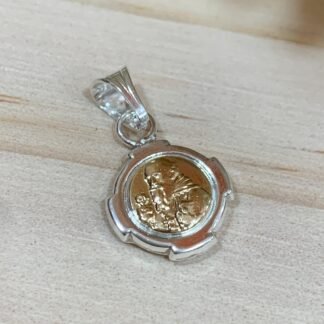 Colgante plata con oro San Benito 13x13mm
