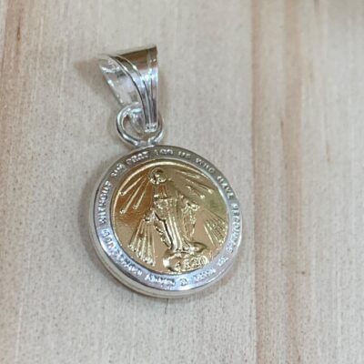 Colgante plata con oro San Benito 12x12mm
