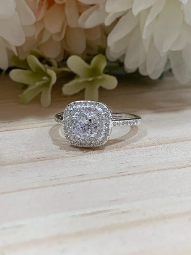 Anillo plata Pave rectangular n18