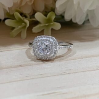 Anillo plata Pave rectangular n18