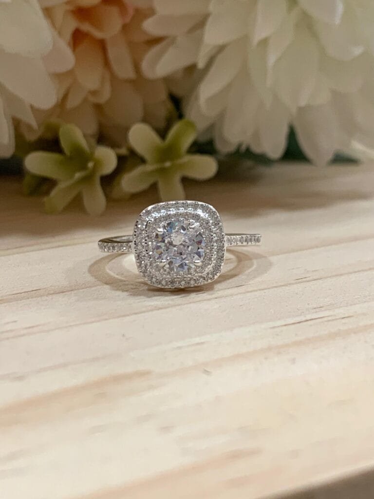 Anillo plata Pave rectangular n18