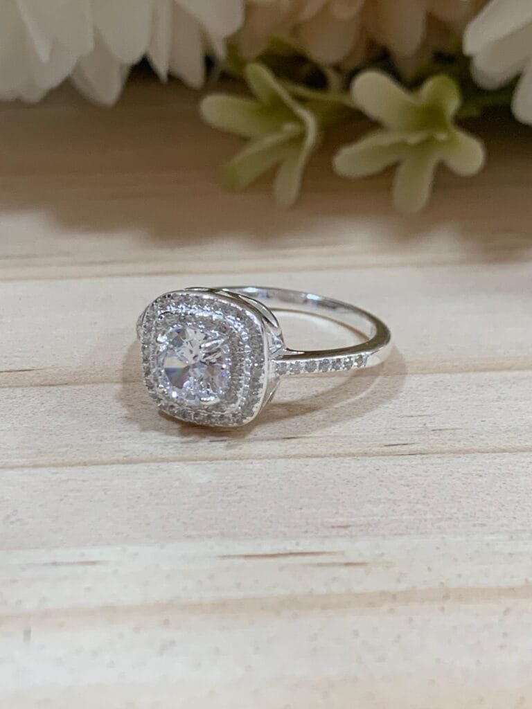 Anillo plata Pave rectangular n13