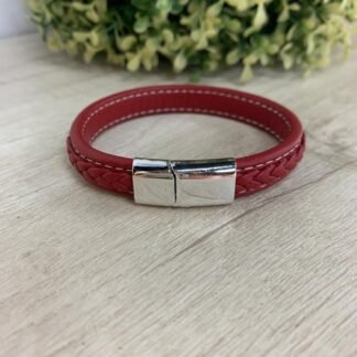 Pulsera Roja trenzada ecocuero 23 cm