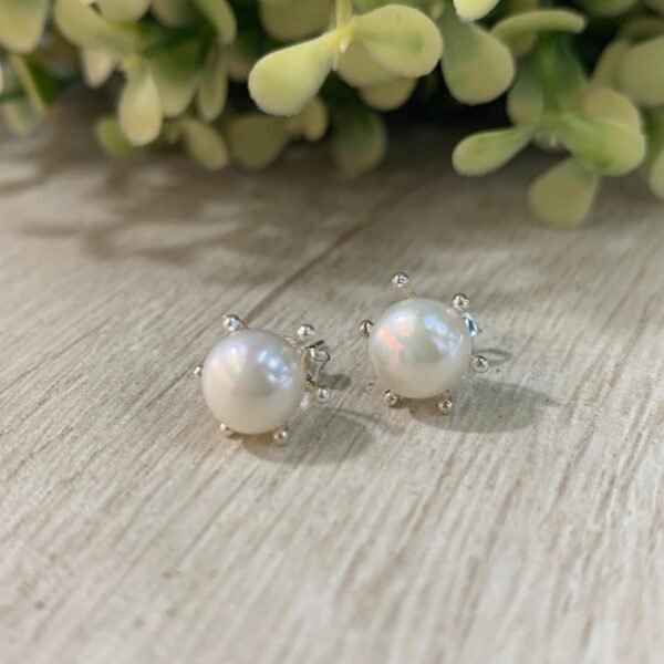 Aros plata casquillo perla de río 10mm