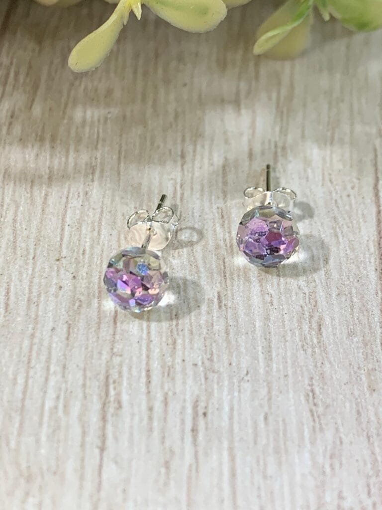 Aros Plata Cristal Tornasol 8mm