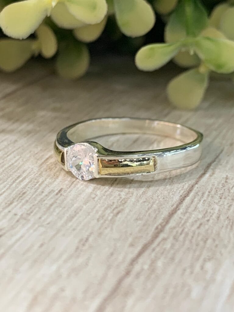 Anillo plata Oro Solitario n13
