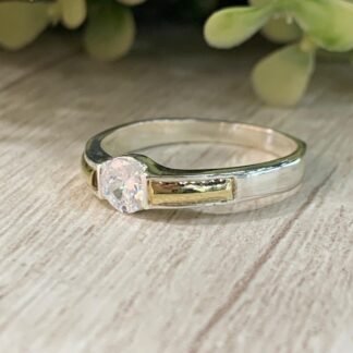 Anillo plata Oro Solitario n13