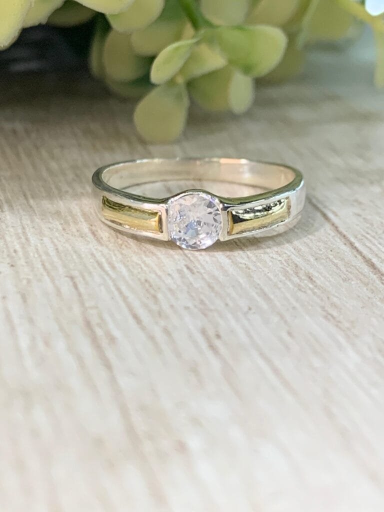 Anillo plata Oro Solitario n13