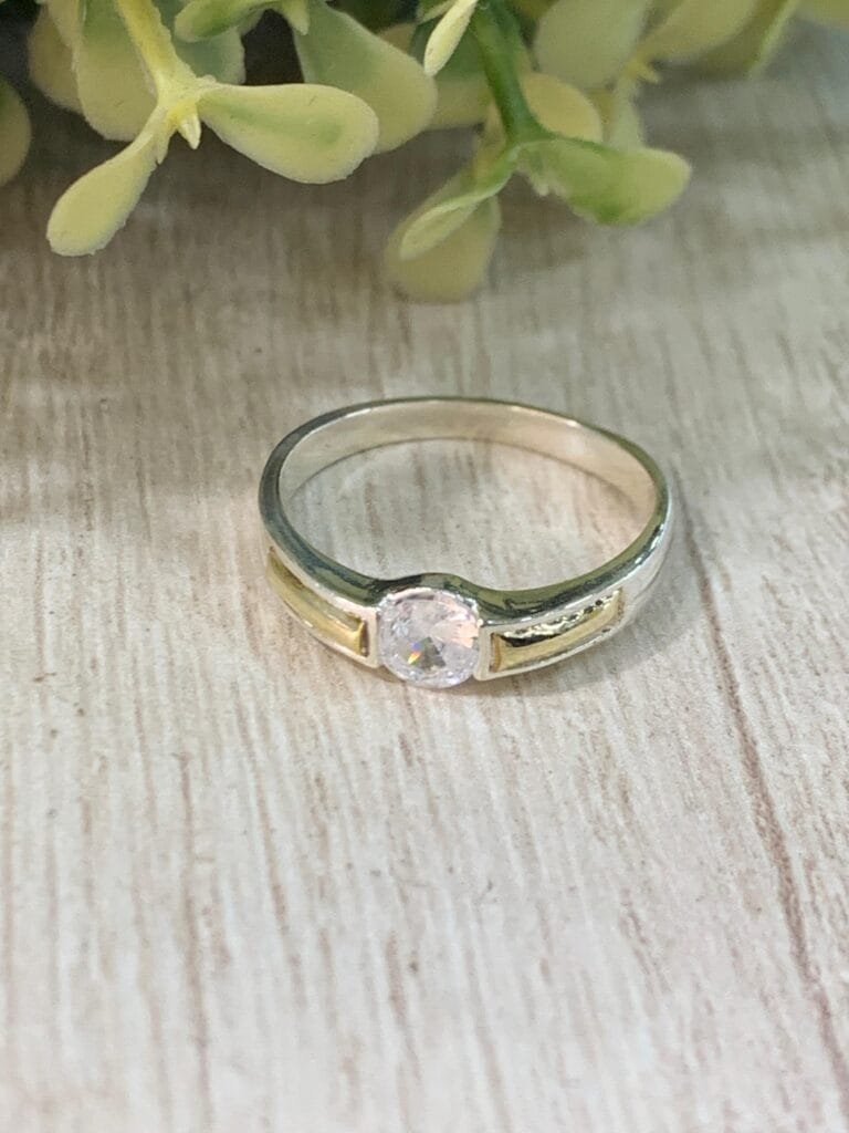 Anillo plata Oro Solitario n13