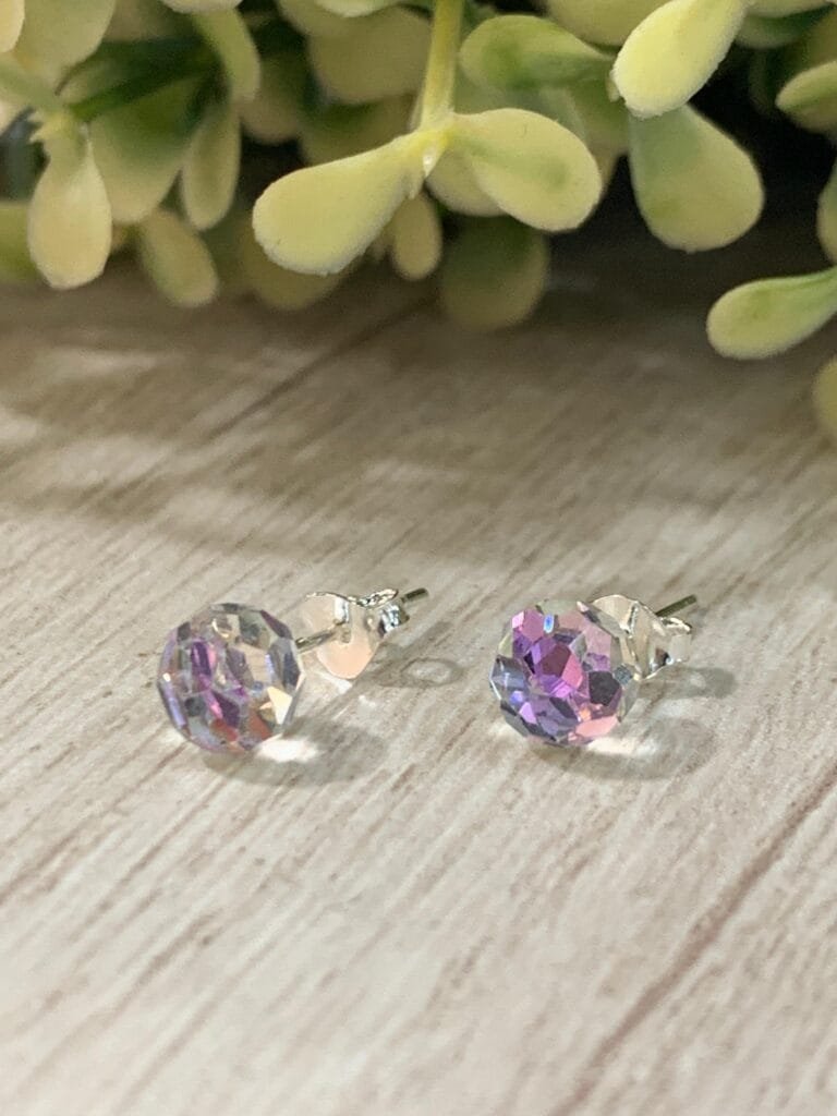 Aros Plata Cristal Tornasol 8mm