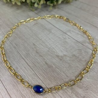 Collar cristal azul ba?o oro
