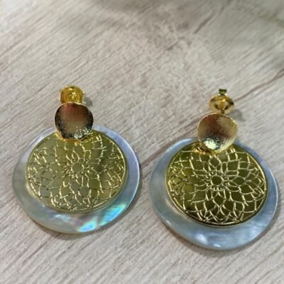 Aros ba?o en oro Nacar mandala 25 mm