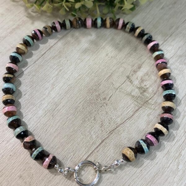 Collar agata plata broche timon