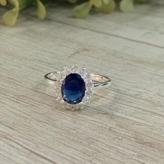 Anillo Plata Lady Di azul N17