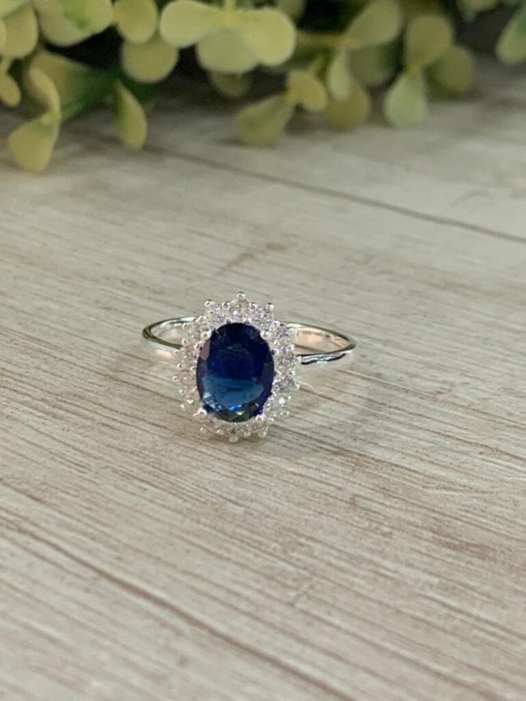 Anillo Plata Lady Di azul N17