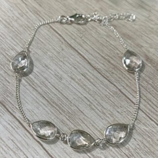 Pulsera plata cuarzo cristal adaptable