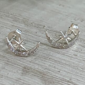 Aros plata luna estrella circones