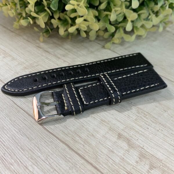 Correa Cuero negra costura 22 mm