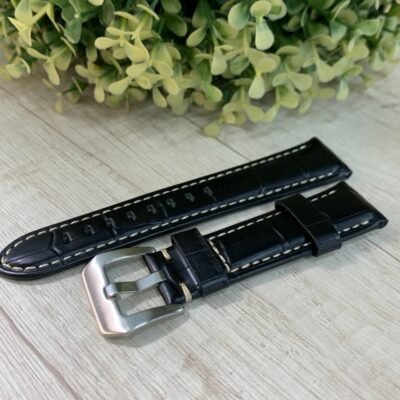 Correa cuero negra dise?o costura 24 mm