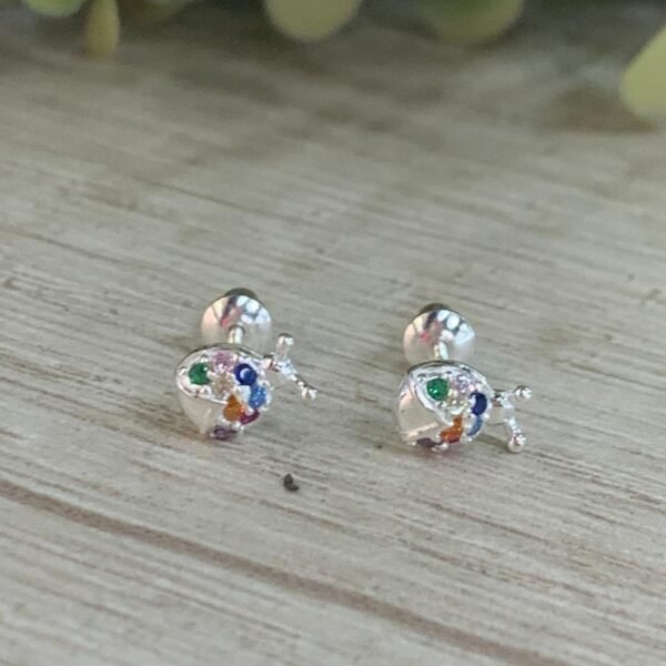Aros plata chinita circones multicolor tope