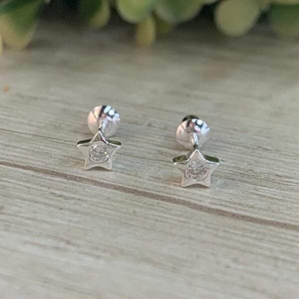 Aros plata estrella circon tope