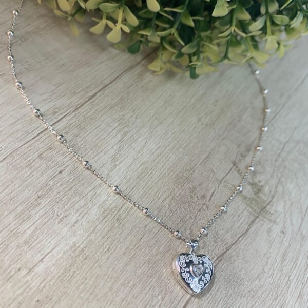 Collar plata relicario corazon