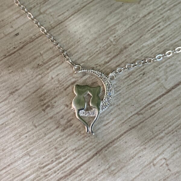 Collar plata gatitos luna microcircon