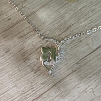 Collar plata gatitos luna microcircon
