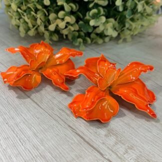 Aros maxi flor naranja esmaltada