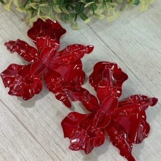 Aros maxi flor burdeo esmaltado