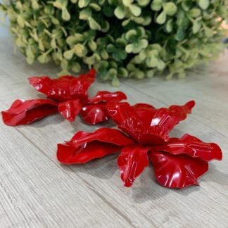 Aros maxi flor roja esmaltada