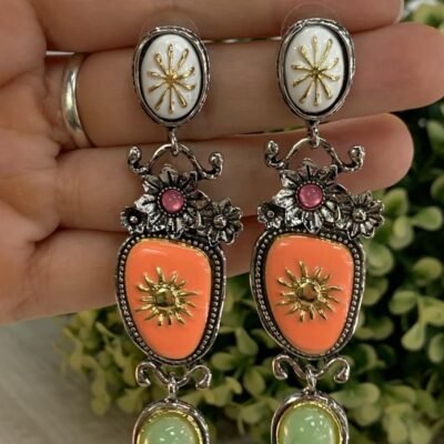 Aros vintage esmaltados sol