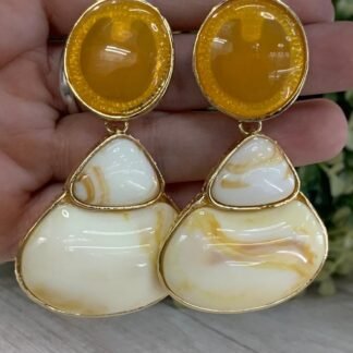 Aros retro resina amarillo crema