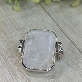 Anillo cuarzo N 12 plateado fantas?a fina