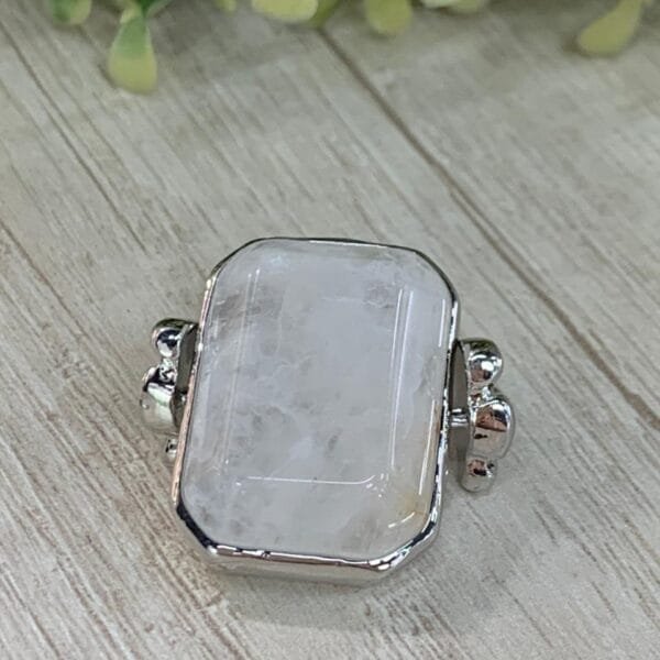 Anillo cuarzo N 12 plateado fantasía fina