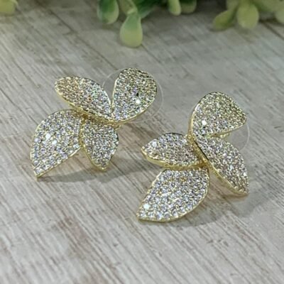 Aros media flor microcircones ba?o oro