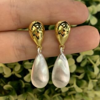 Aros doble gota dorado/plateado ba?o oro