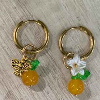 Aros acero argolla abeja/naranja