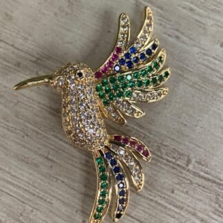 Colgante picaflor multicolor ba?o oro