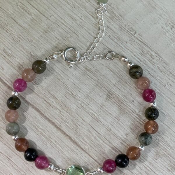 Pulsera plata agatas cristal verde