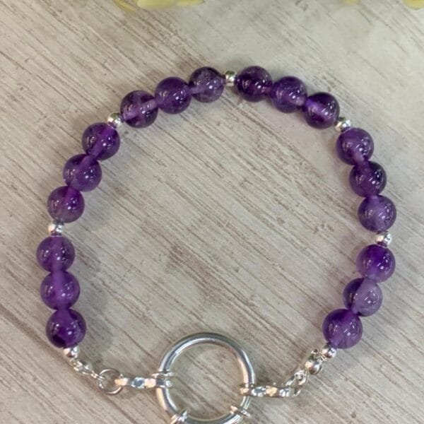 Pulsera plata amatistas broche timon