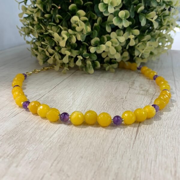 Collar agata amarilla amatista baño oro