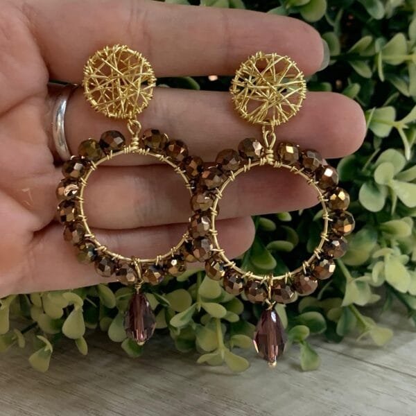 Aros atrapa sueños cristales baño oro