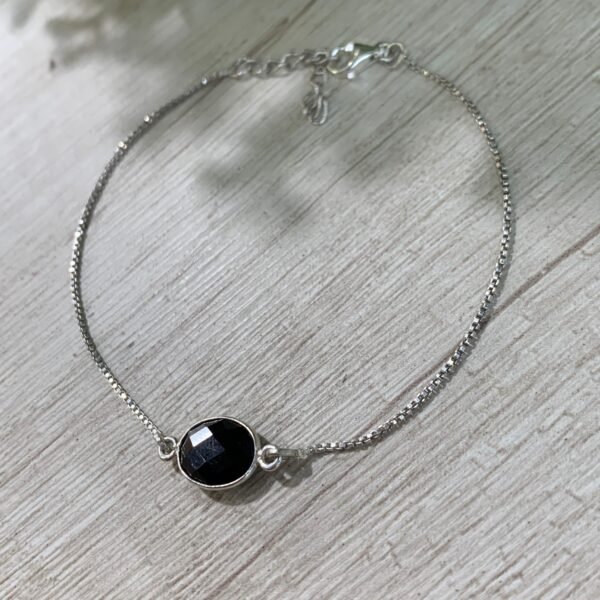 Pulsera plata veneciana cristal negro