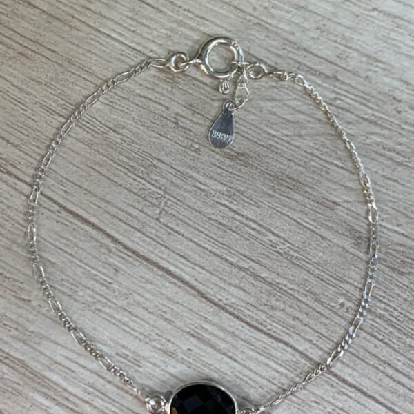 Pulsera plata circon negro